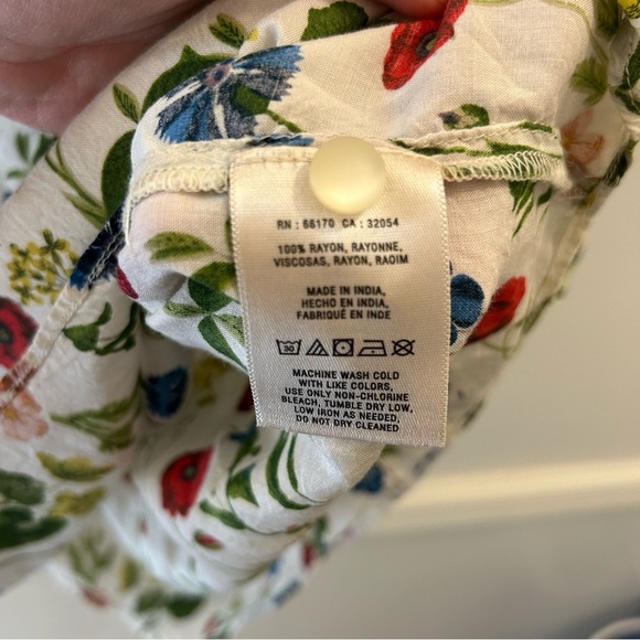 Anthropologie Maeve Maya Flutter Sleeve Top 0 floral white green blue red - Picture 7 of 10